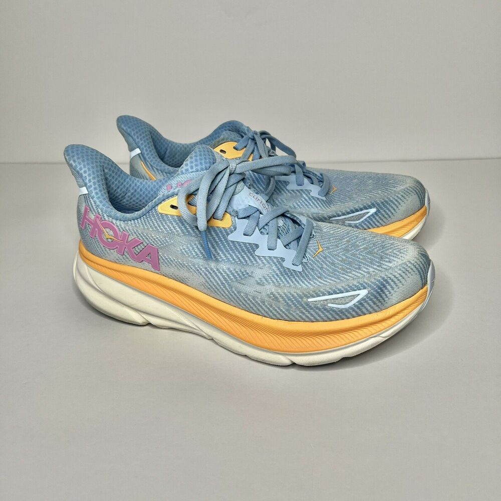 Hoka One One Womens Clifton 9 1127896 ABIW Blue Running Shoes Sneakers Sz 8.5 B